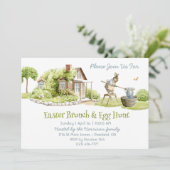 Pastel Oaster Aquarellbuntgebüsch Einladung (Stehend Vorderseite)