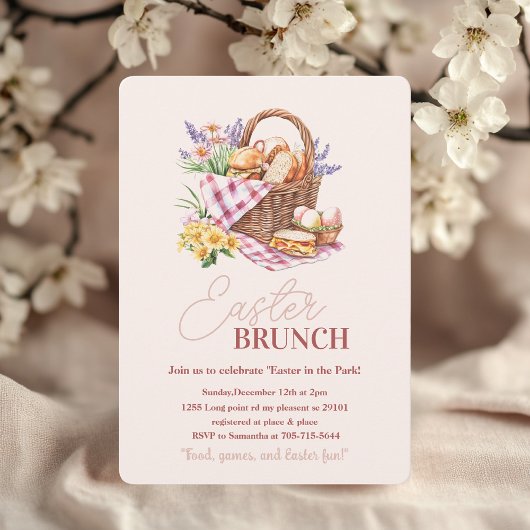 Pastel Oaster Brunch Picknick Einladung | Warenkor