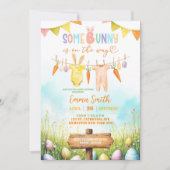 Pastel Oaster Bunny Baby Dusche Einladung (Vorderseite)