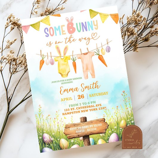Pastel Oaster Bunny Baby Dusche Einladung