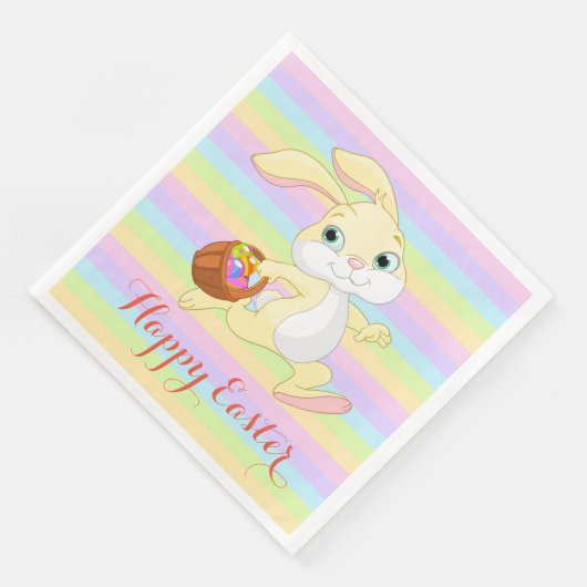 Pastel Oaster Bunny Happy OsterNapkins Serviette (Ecke)
