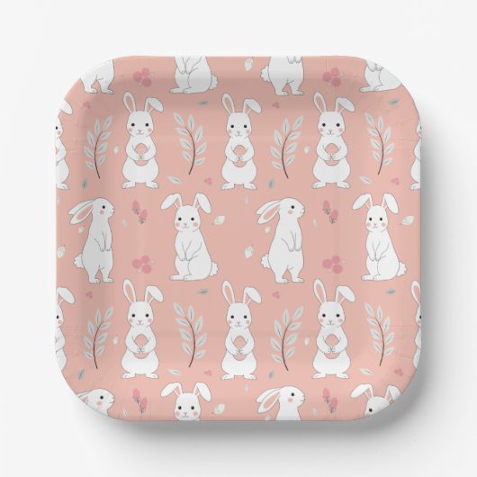 Pastel Oaster Bunny Party Plate Pappteller (Vorderseite)