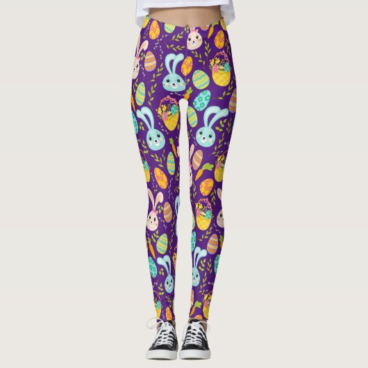 Pastel Oaster Bunny Pattern Leggings (Vorderseite)
