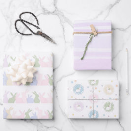 Pastel Oaster Bunny Patterns Frühlingspapier Geschenkpapier Set