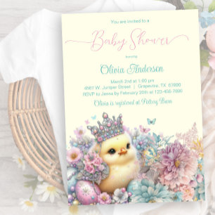 Pastel Oaster Chick Baby Shoouse Einladung