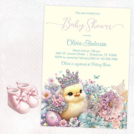 Pastel Oaster Chick Baby Shoouse Einladung
