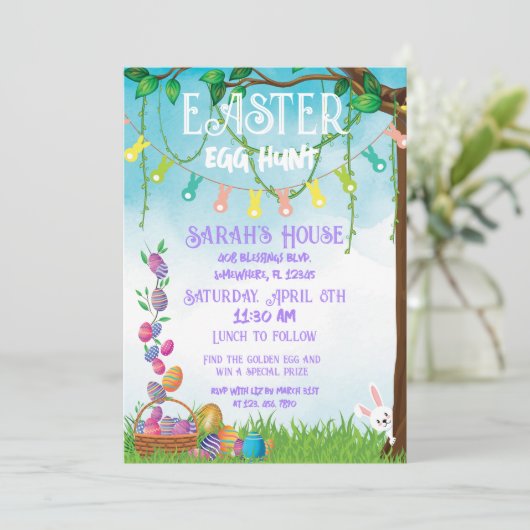 Pastel Oaster Egg 12x18 Einladung (Stehend Vorderseite)