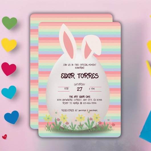 Pastel Oaster Egg Bunny Baby Dusche Einladung