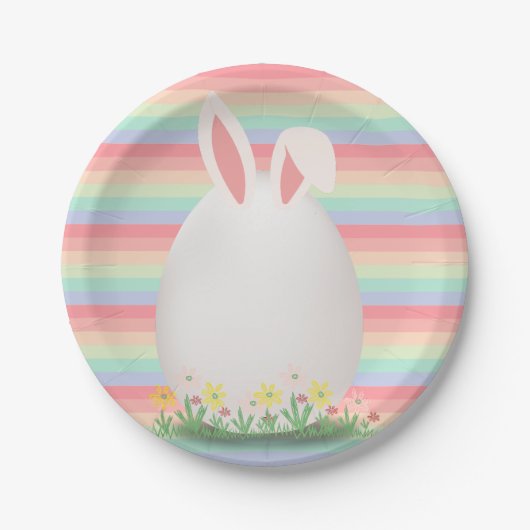 Pastel Oaster Egg Bunny Baby Dusche Pappteller (Vorderseite)