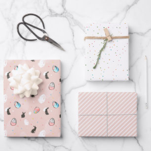 Pastel Oaster   Hasen- und Eiermuster Geschenkpapier Set