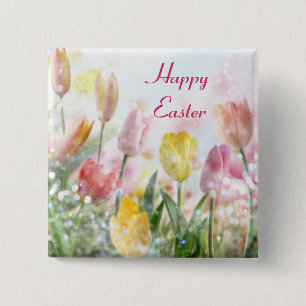 Pastel Oaster Tulips Button