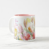 Pastel Oaster Tulips Zweifarbige Tasse (Vorderseite Links)