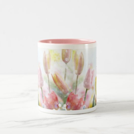 Pastel Oaster Tulips Zweifarbige Tasse (Mittel)