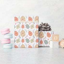 Pastel Oaster Wrapping Paper - Blumeneier weiß Geschenkpapier