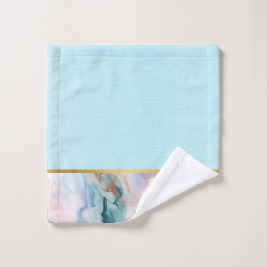 PASTEL OCEAN MARBLE GOLD BADEZIMMER TOWEL SET (Waschlappen)