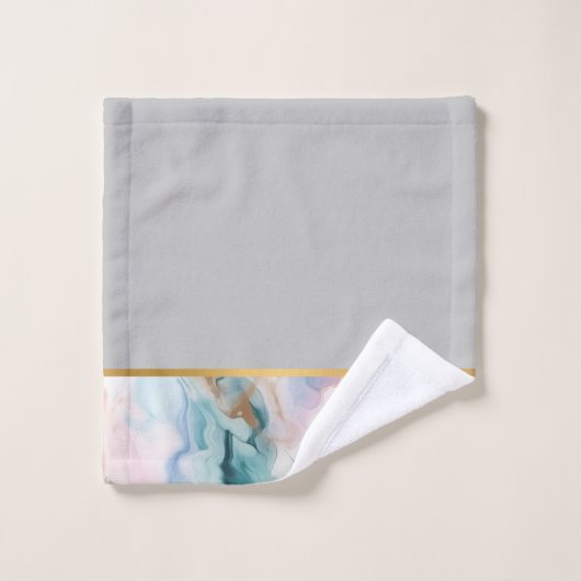 PASTEL OCEAN MARBLE GOLD GRAU BADEZIMMER TOWEL SET (Waschlappen)