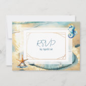 Pastel Ocean Sand Dollar Wedding RSVP Einladung (Vorderseite)
