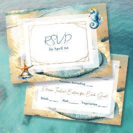 Pastel Ocean Sand Dollar Wedding RSVP Einladung