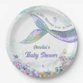 Pastel Ocean Sparkle Mermaid Tail Girl Pappteller (Vorderseite)