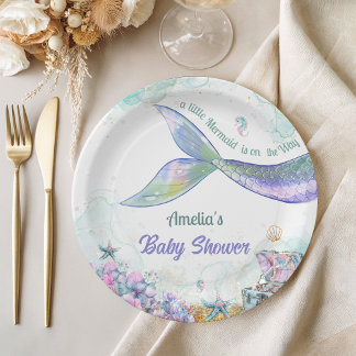 Pastel Ocean Sparkle Mermaid Tail Girl Pappteller