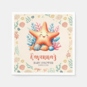 Pastel Ocean Starfish Personalized Baby Shower Serviette (Vorderseite)