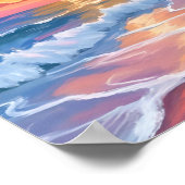 Pastel Ocean Sunset | Farbenfrohe Strandmalerei Poster (Ecke)