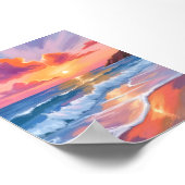 Pastel Ocean Sunset | Farbenfrohe Strandmalerei Poster (Ecke)