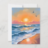 Pastel Ocean Sunset Watercolor Beach Painting Card (Vorderseite)