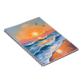 Pastel Ocean Sunset Watercolor Beach Painting Notizblock (Rechte Seite)