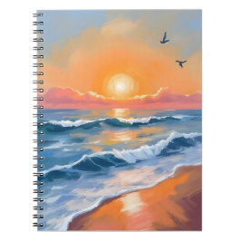 Pastel Ocean Sunset Watercolor Beach Painting Notizblock