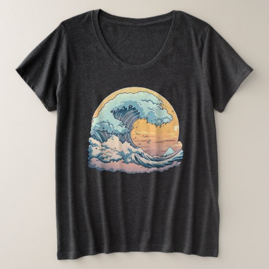 Pastel Ocean Wave Graphic T - Shirt (Design vorne)