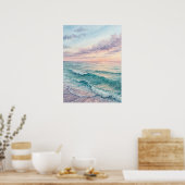 Pastel Ocean Waves Sunset Poster (Küche)
