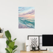 Pastel Ocean Waves Sunset Poster (Heimbüro)