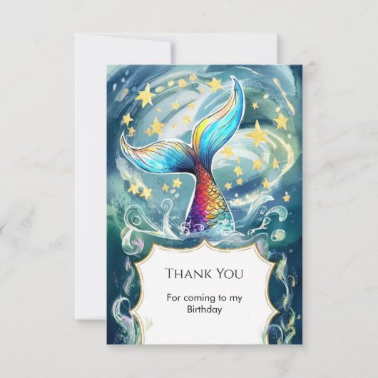 Pastel Oceanic Mermaid Birthday Dankeskarte (Vorderseite)