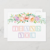 Pastel oder Sherbet Baby Blocks Dusche Vielen Dank Postkarte (Vorne/Hinten)