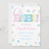 Pastel Oh Baby Dusche Einladung (Vorderseite)