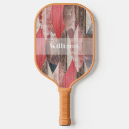 Pastel Old Wood Red Leaf Muster Pickleball Schläger