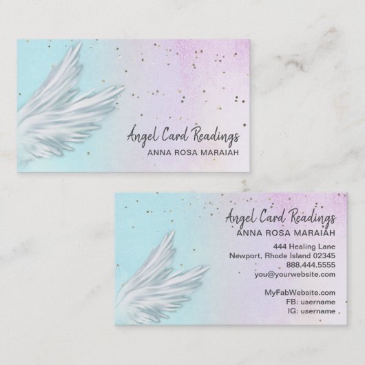 *~* Pastel Ombre Angel Wings Starry Rainbow Visitenkarte (Vorne/Hinten)
