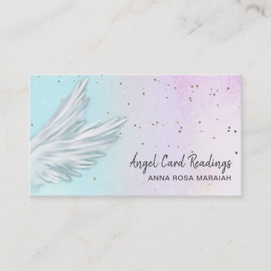 *~* Pastel Ombre Angel Wings Starry Rainbow Visitenkarte (Vorderseite)