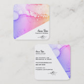 *~* Pastel Ombre Blumenmarmor Abstrakt Bio Quadratische Visitenkarte (Vorne/Hinten)