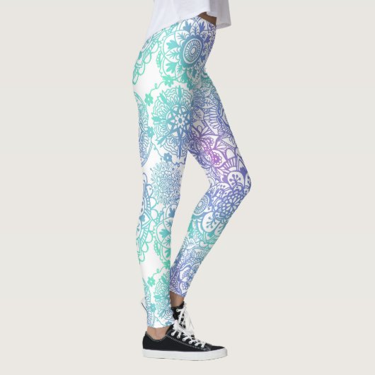 Pastel Ombre Boho Mandala Pattern Leggings (Rechts)