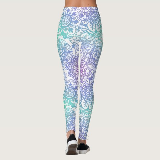 Pastel Ombre Boho Mandala Pattern Leggings (Rückseite)