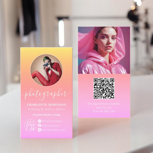 Pastel Ombre Farbverlauf qr Code Logo-Fotograf Visitenkarte