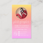 Pastel Ombre Farbverlauf qr Code Logo-Fotograf Visitenkarte (Vorderseite)