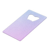 Pastel Ombre Glitzer Geldkarten Flaschenöffner (Vorderseite Schrägansicht)
