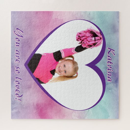 Pastel Ombre Heart Photo You Are So Loved Puzzle (Horizontal)