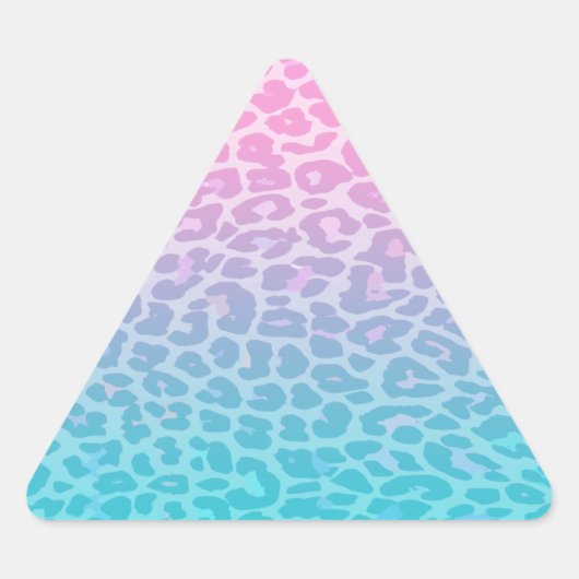 Pastel Ombre Leopard Dreieckiger Aufkleber (Vorderseite)