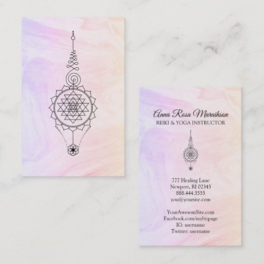 *~* Pastel Ombre Marble Reiki Healing Nirvana Visitenkarte (Vorne/Hinten)