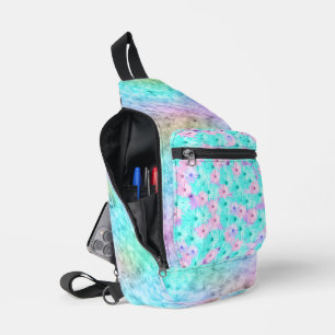 PASTEL OMBRE PINK UND BLAUE DAISY BLUME CROSSBODY BAG