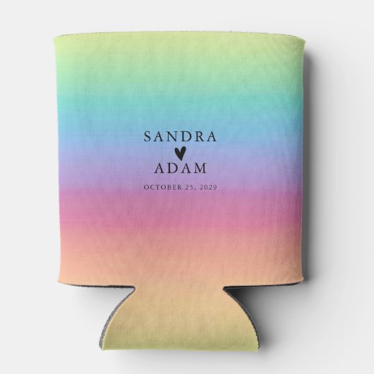 Pastel Ombre Rainbow Colors Gastgeschenk Hochzeit Dosenkühler (Rückseite)